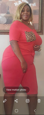 "Red Leopard Patch" Bermuda Set