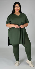 Sexy Olive Side Slit Set
