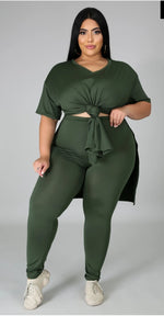 Sexy Olive Side Slit Set
