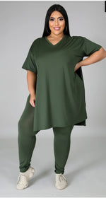 Sexy Olive Side Slit Set